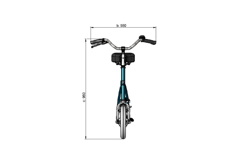 Measurements Van Raam City walking aid front