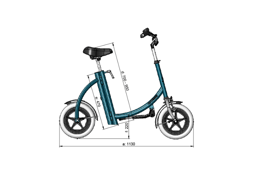 Measurements Van Raam City walking aid side unfolded